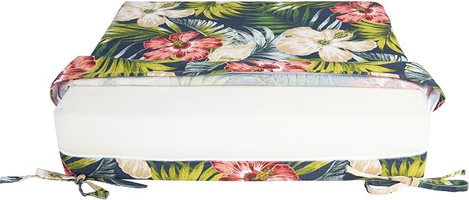 Magpie Fabrics Indoor Outdoor Cushion Cover Replacement 2 Pack, NO Insert! Water Repellent Slipcover with Ties Decor for Patio Garden Chair Sofa Bench Wicker(Midnight Floral, 24x24x4 Inch)