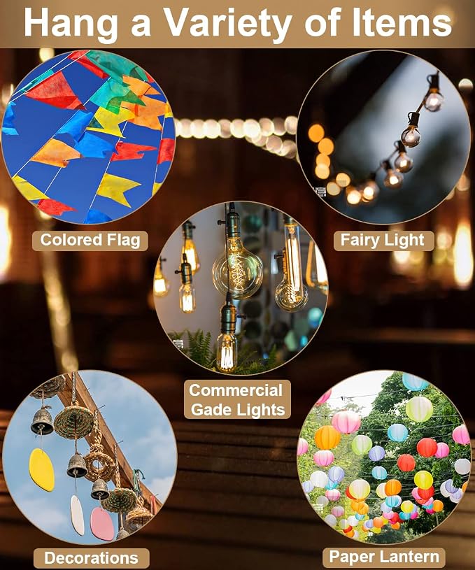 Queension 10FT Plug Floor String Light Poles for Outdoor String Lights for Garden, Backyard, Patio Lighting Stand for Parties, Bistro & Weddings, 2 Pack | for Garden, Backyard, Patio Lighting Stand for Parties, Bistro & Weddings
