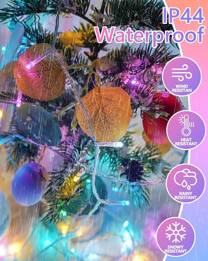 2 Pack 100 LED Easter Lights Battery Operated String Twinkle Fairy Lights | 33FT 8 Modes Multicolor Easter Battery Lights with Auto Timer, Waterproof Pastel Lights for Indoor Outdoor Garden Party Decor