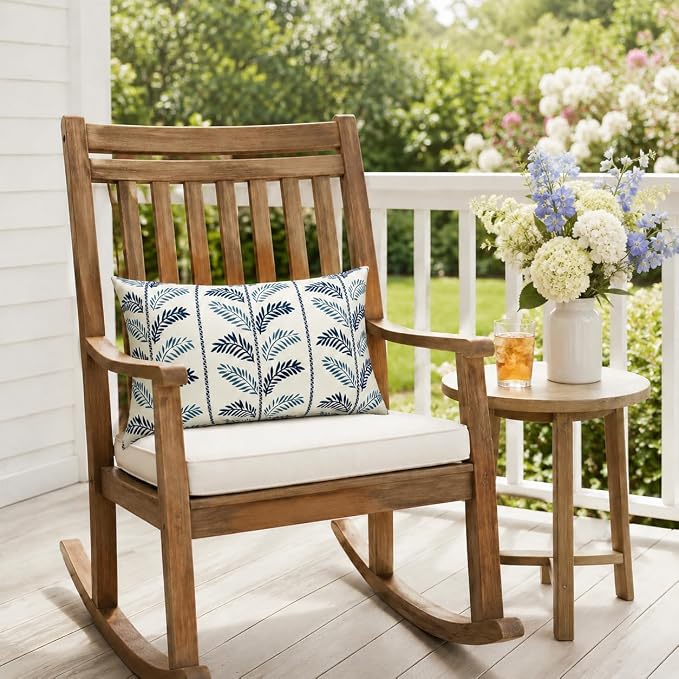 Outdoor Patio Lumbar Pillows, Pack of 2, 12"x20" | Fade Resistant Outdoor Waterproof Lumbar Pillow with Inners Decorative Garden Lumbar Cushions for Home Patio Terrace Sofa