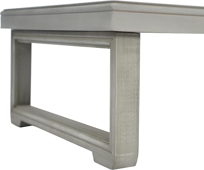 Outdoor Coffee Table with Slat Design and Sled Base, Light Grey