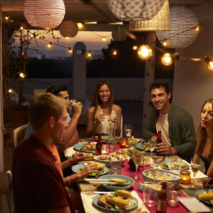 Zuske Outdoor String Lights, 150FT Patio Lights with 75 Shatterproof G40 Globe Bulb(3 Spare), Waterproof Connectable Dimmable LED Hanging Lights for Outside Backyard Porch Balcony Gazebo (2x75FT)