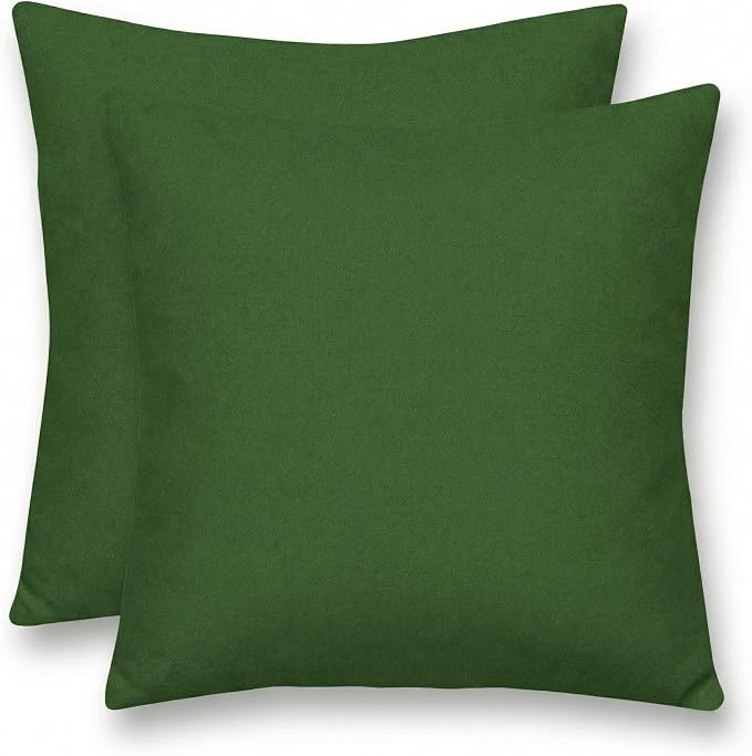 RSH DECOR: Outdura Square Throw Pillows Set of 2 | 24" x 24" | Water and Fade-Resistant Performance Fabric | Outdoor Pillow Covers with Down-Alternative Inserts | Made in USA (Clover Green)