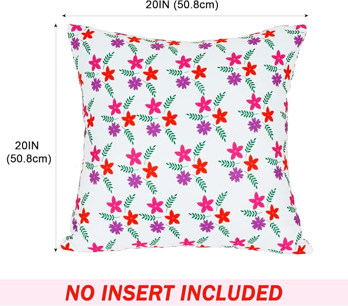 Eternal Beauty 20" x 20" Set of 2 Outdoor Pillow Covers Decorative Pillow Covers for Fall Couch Pillows (Red-Purple Flower, 20" x 20" (Pack of 2))