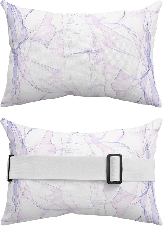 Outdoor Pillows Covers with Inserts Abstract Purpler Gradient Marble Texture Waterproof Recliner Pillow with Adjustable Strap Throw Pillows for Patio Furniture Pool Lounge Chair, 11x16 inch, 2PCS