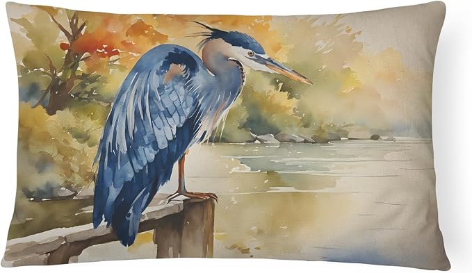 Caroline's Treasures DAC2849PW1216 Blue Heron Throw Pillow Machine Washable, Indoor Outdoor Decorative Pillow for Couch, Bed or Patio, 12HX16W