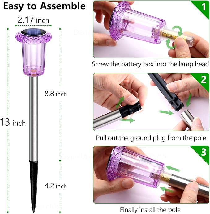 DenicMic Solar Halloween Lights Outdoor Waterproof 10 Pack Halloween Decor | Stake Lights for Yard Pathway Garden Patio Lawn Walkway Driveway, Auto On/Off Purple LED Halloween Decorations Outdoor
