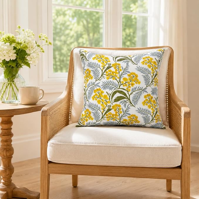 Outdoor/Indoor Decorative Throw Pillows 18×18 Inch | Pack of 2 Waterproof Decorative Throw Pillows with Inserts, Square Pillows for Bed, Couch, Sofa and Patio Furniture