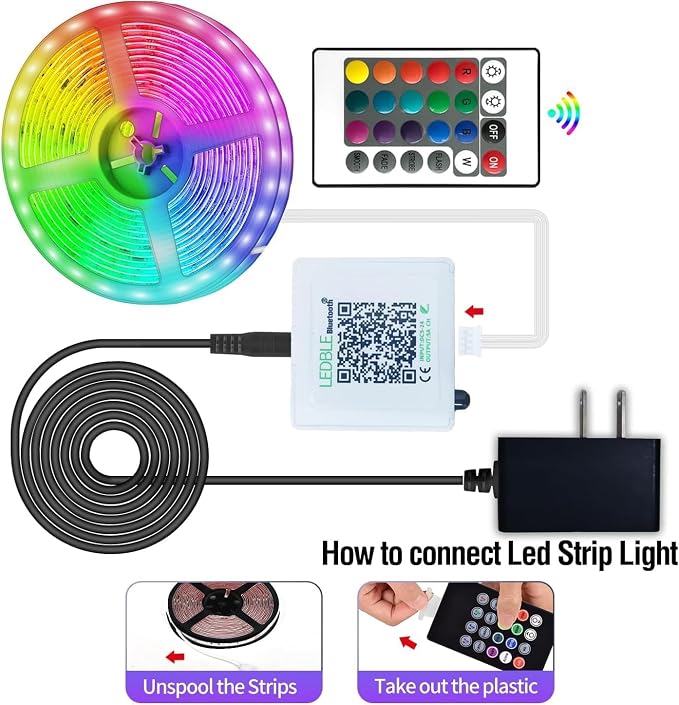 AILBTON 150ft Led Strip Lights(2 Rolls of 75ft led Lights) Ultra Long Led Light Strip with App Voice Control Remote,5050 RGB Music Sync Color Changing Led Lights for Bedroom,Party,Home Decoration