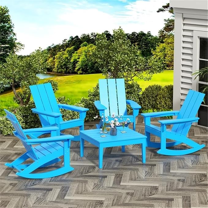 Costaelm Outdoor Side Tables for Patio, Small Patio Conversation Table Weather Resistant Coffee Table, Small Square Table Outdoor End Tables for Porch, Balcony, Poolside, Deck, Pacific Blue