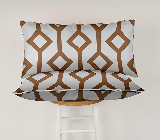 Indoor/Outdoor Polyester Fabric Lumbar Pillow Cover, All-Weather Waterproof Rectangular Cushion Case for Patio Furniture, 16 x 24 Set of 2 - Abstracts-55