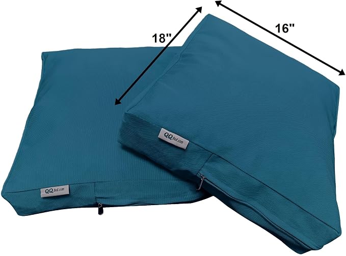 2 Pack 18X16 Inch Outdoor Back Cushion Memory Foam Pillows with Waterproof Internal Cover for Patio Furniture, Sofa, Loveseat, Deep Seat Chair - Pacific Blue Color