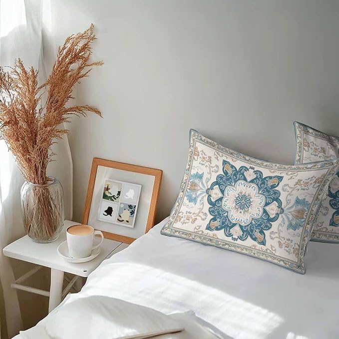 Boho Flowers Waterproof Outdoor Pillow Covers Set of 2 Home Decor, Country Neutral Chic Abstract Floral Art Pillowcase Patio Pillow Covers for Couch Bench Furniture Garden 20x12in