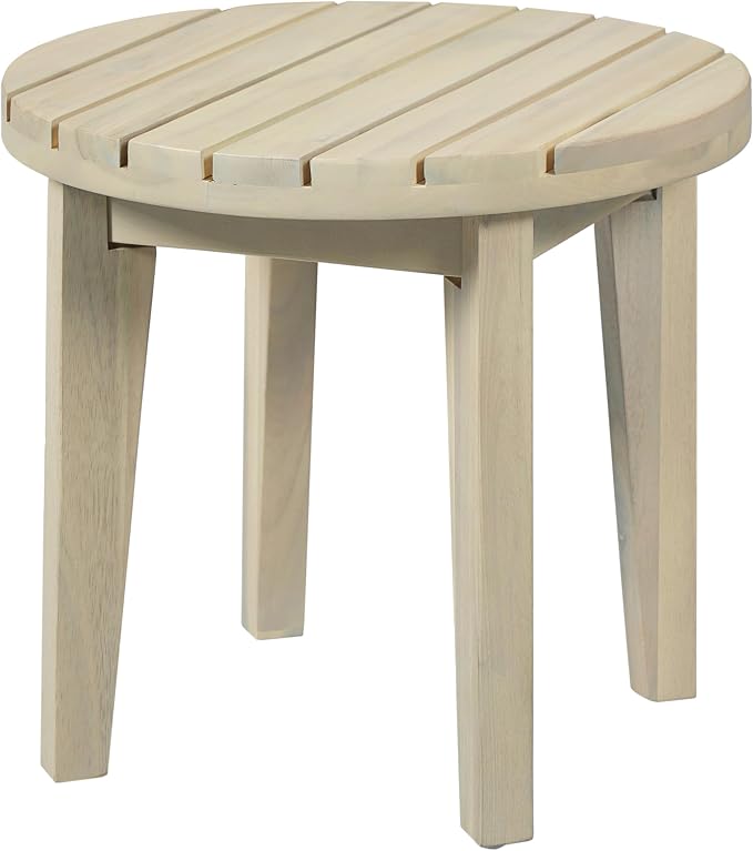 Christopher Knight Home Parker Acacia Wood Outdoor Coffee Table, Small Side Table for Patio Furniture Set, Solid Wood Round End Table for Patio/Deck/Garden, Light White
