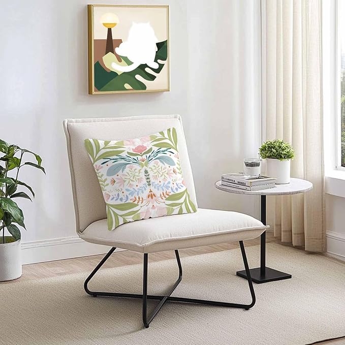 Outdoor Pillow Covers Waterproof, Green Blue Pink Floral All Weather Cushion Case Set of 2, Rustic Ethnic Boho Flowers Botanical Decorative Pillowcases for Sofa Couch Bed Decor Patio Furniture 20"x20"