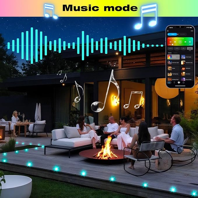 LED Deck Lights Kit, 30pcs Φ1.22 WiFi Smart Phone Control Low Voltage Recessed RGBW Deck Lighting Waterproof Outdoor Yard Path Stair Decor, Black