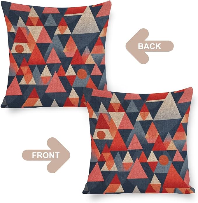 Cute Throw Pillows Colorful Fun Aesthetic Mid Century Modern Gomestry Cushion Pillow Cover 16"x16" Vintage Geometric Decorative Square Pillowcase Cushion Case Home Sofa Decor Pillowcase