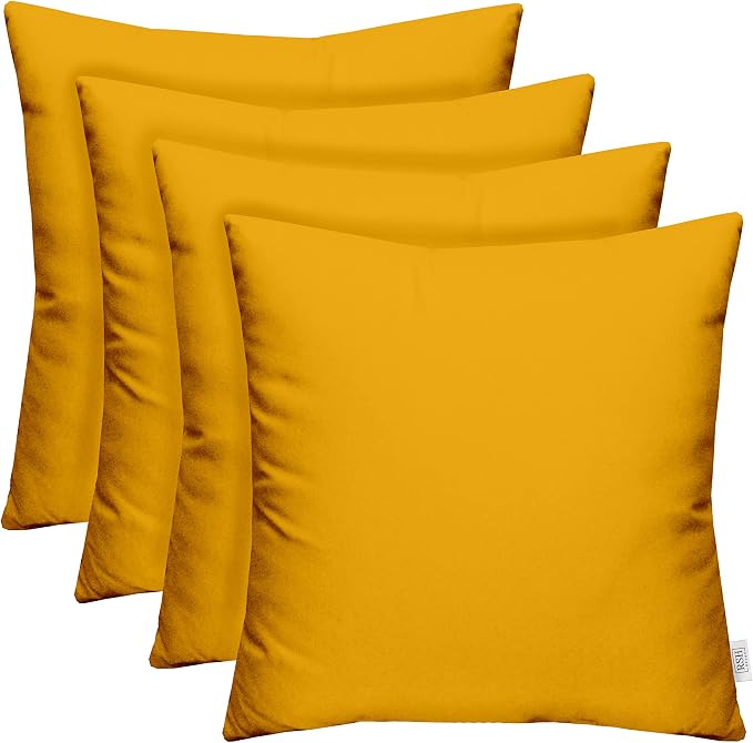 RSH DECOR: Sunbrella Square Throw Pillows Set of 4 | 17" x 17" | Water and Fade-Resistant Performance Fabric | Outdoor Pillow Covers with Down-Alternative Inserts | Canvas Sunflower Yellow