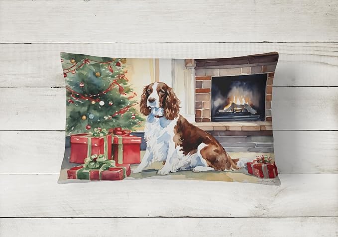 Caroline's Treasures DAC2761PW1216 Welsh Springer Spaniel Cozy Christmas Throw Pillow Machine Washable, Indoor Outdoor Decorative Pillow for Couch, Bed or Patio, 12HX16W