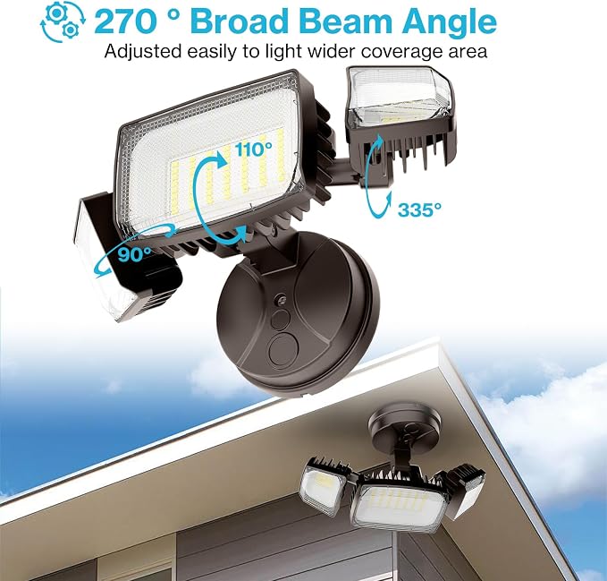 Olafus 80W Flood Lights Outdoor, Switch Controlled 8000LM LED Security Lights, IP65 Waterproof Outside Floodlights, 6500K Exterior Flood Light Fixture Wired for House Yard Porch Eave Brown