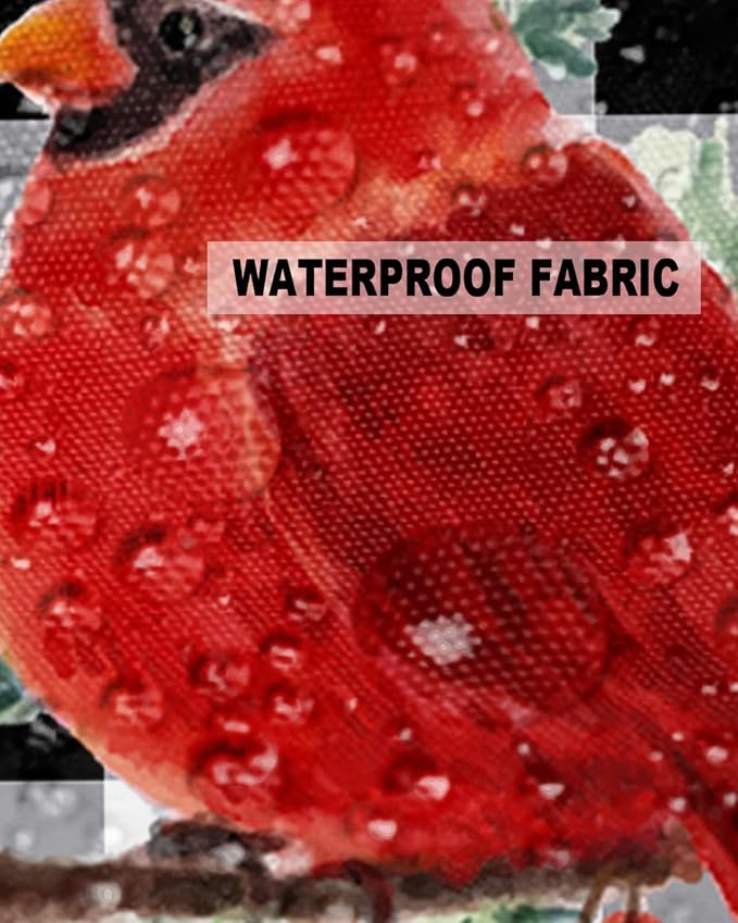 Vandarllin Christmas Outdoor Throw Pillows Covers 20X20 Set of 2 Waterproof Red Cardinals Decorative Zippered Lumbar Cushion Covers for Patio Furniture, White Black Buffalo Check Plaid