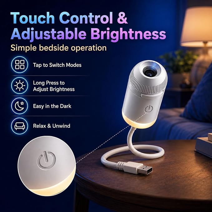 2027 Upgraded Hd Smart Dynamic 5d Holographic Night Light Projector, Plug and Play Hd Star Projector, 360° Adjustable Hd Galaxy and Ocean Projector for Indoor and Outdoor (12 Projection Films)