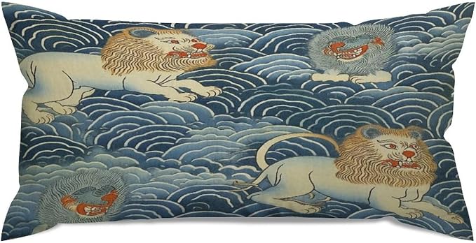 Set of 2 Blue Tibet Tiger Pillow Cases 12x24in Cushion Covers Farmhouse Pillows Covers for Couch Living Room Office Soft Rectangle Accent Pillowcase for Kids
