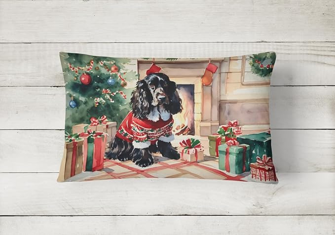 Caroline's Treasures DAC2650PW1216 English Cocker Spaniel Cozy Christmas Throw Pillow Machine Washable, Indoor Outdoor Decorative Pillow for Couch, Bed or Patio, 12HX16W