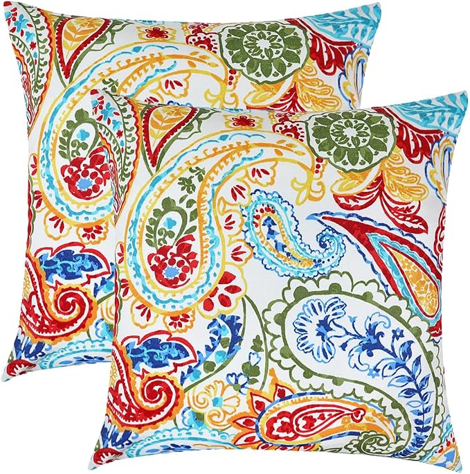 FUNHOME Outdoor Throw Pillows 18x18 inch,Decorative Throw Pillow with Insert Set of 2,Water Resistant Pillow for Patio Furniture Sofa Couch Chair(Phoenix)