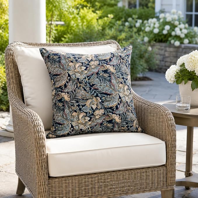 Outdoor/Indoor Decorative Throw Pillows 18×18 Inch | Pack of 2 Waterproof Decorative Throw Pillows with Inserts, Square Pillows for Bed, Couch, Sofa and Patio Furniture