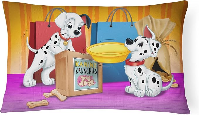Caroline's Treasures APH9063PW1216 Dalmatians Snack Time Canvas Fabric Decorative Pillow Machine Washable, Indoor Outdoor Decorative Pillow for Couch, Bed or Patio, 12HX16W