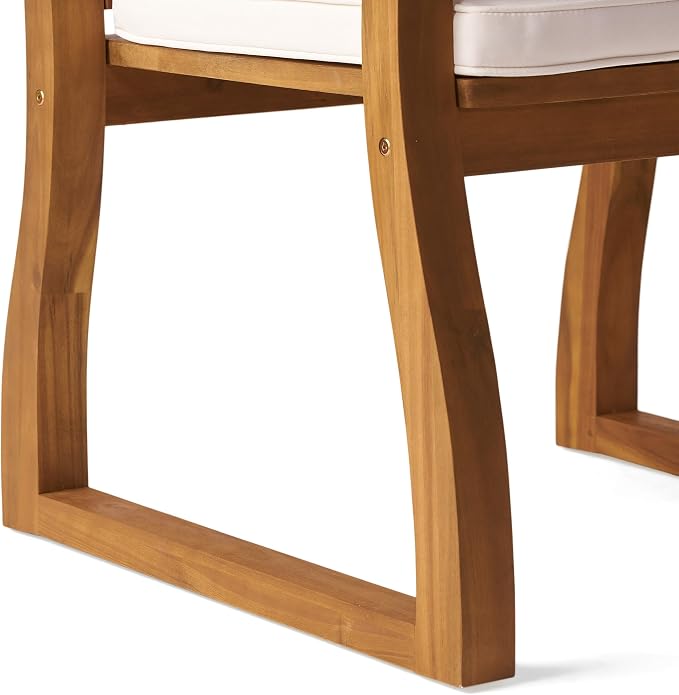 Christopher Knight Home Unta Acacia Wood Outdoor Dining Set for 6, Slatted Design Patio Dining Table Set for 6, Extendable Dining Table for Outdoor Gathering, Dining Chairs with Cushions, Teak