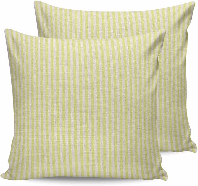 Outdoor Waterproof Throw Pillow Covers Set of 2 Yellow Stripes Pillowcases 24x24 Inches Linen Classic Vertical Striped Patio Decorative Pillows Cushion Case Patio Pillows for Couch Bed Chair Garden
