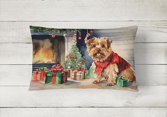 Caroline's Treasures DAC2710PW1216 Norfolk Terrier Cozy Christmas Throw Pillow Machine Washable, Indoor Outdoor Decorative Pillow for Couch, Bed or Patio, 12HX16W