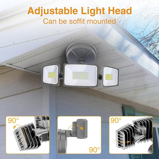 Onforu 75W LED Security Light, 7000LM Brightness Outdoor Flood Light Fixture Switch Controlled, IP65 Waterproof, 6500K White Wall Mount Exterior Security Floodlight for Eave, Yard, Garage, Porch