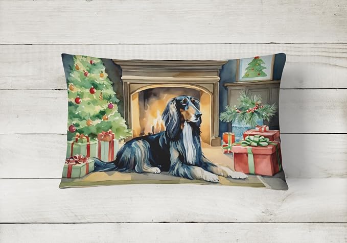 Caroline's Treasures DAC2586PW1216 Afghan Hound Cozy Christmas Throw Pillow Machine Washable, Indoor Outdoor Decorative Pillow for Couch, Bed or Patio, 12HX16W