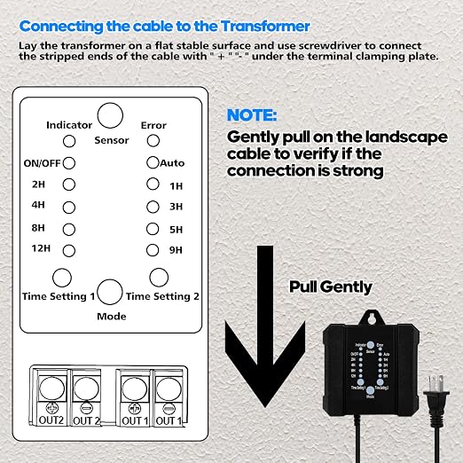 100W Outdoor Low Voltage Transformer with Timer and Photocell Sensor,120V AC to 12V DC Weatherproof for LED Landscape Lighting,Deck Lights,Spotlight, Pathway Light,ETL Listed