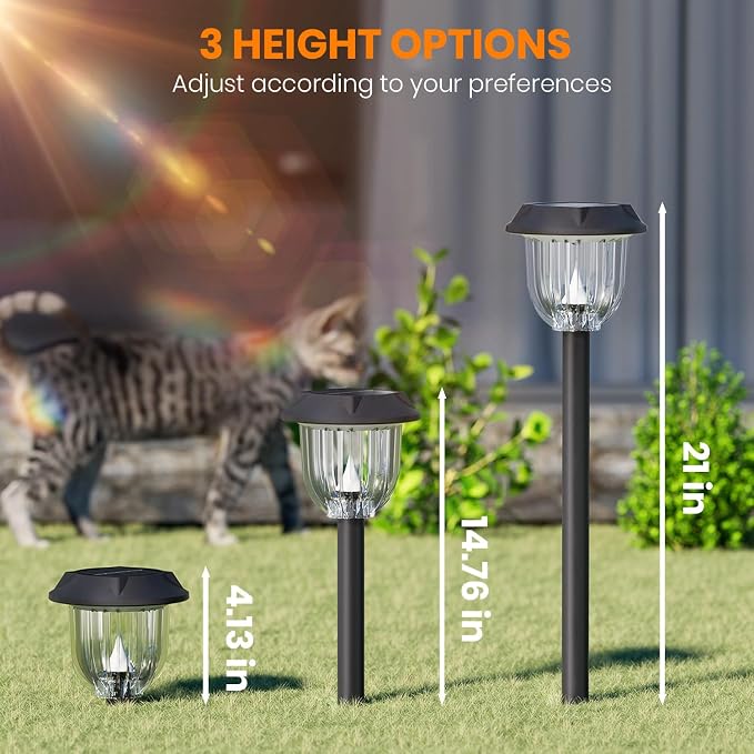 AOSEA Bright 10 Pack Solar Lights Outdoor Waterproof IP65,LED Sola Pathway Lights for Outside,Landscape Path Lighting,Garden Decor for Yard,Patio,Landscape,Walkway,Sidewalk,Driveway,Lawn (Cold White)