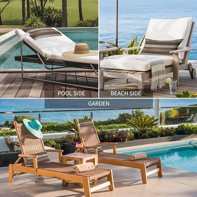 Outdoor Head Pillow with Adjustable Elastic Strap, Vintage Wooden Grain Seamless 1 Pack Waterproof Headrest Cushion Pillows for Balcony/Garden/Beach/Pool Chair Recliners Country Gradient Plank