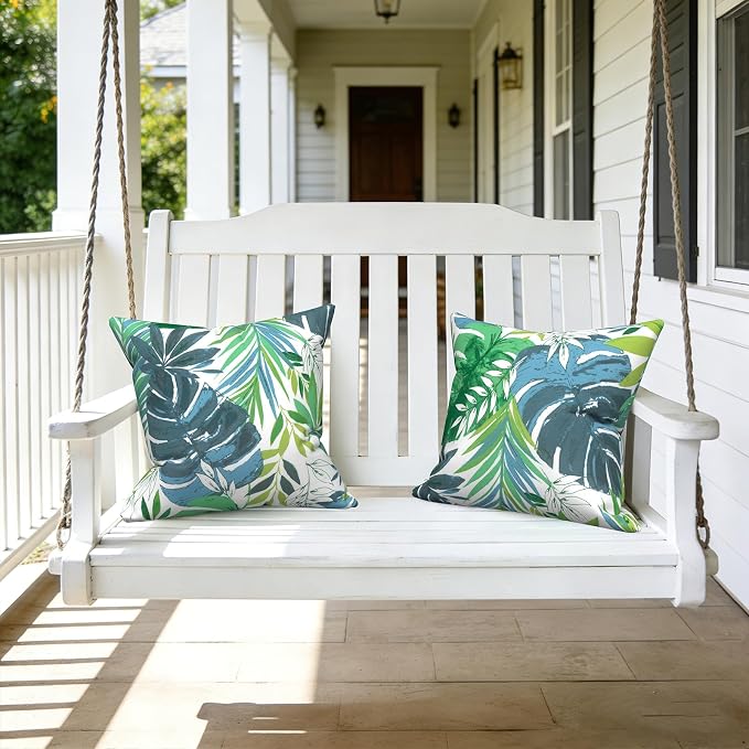 LVTXIII Outdoor Pillows 20x20 Inch, 2 Pack Large Decorative Square Throw Pillows with Inserts for Couch, Bed, Floor Seating, Patio Furniture, Islamorada Blue Green