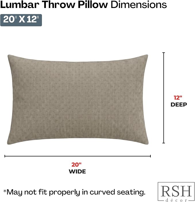 RSH DECOR: Sunbrella Lumbar Throw Pillows Set of 2 | 20" x 12" | Water and Fade-Resistant Performance Fabric | Outdoor Pillow Covers with Down-Alternative Inserts | Made in USA (Dots Nice Shale)