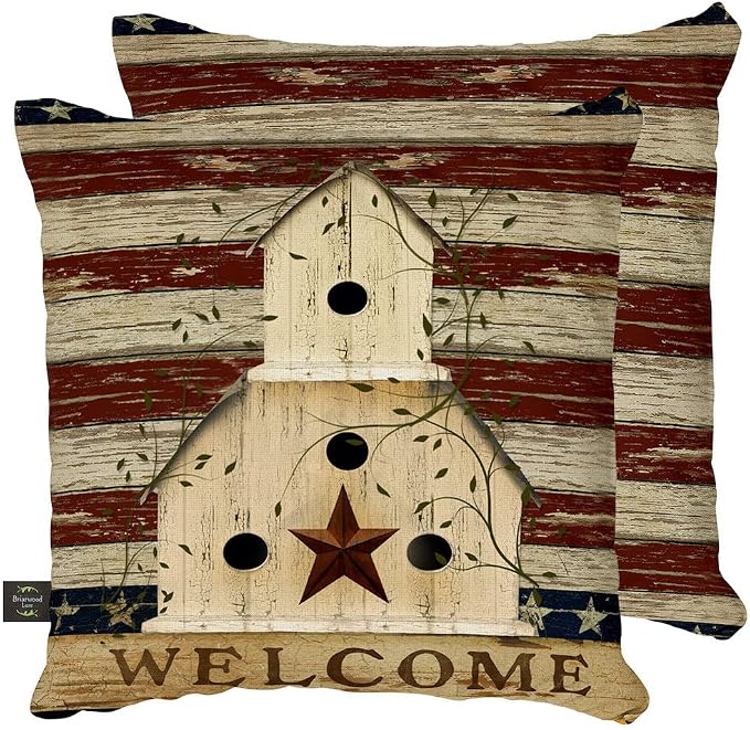 Briarwood Lane Everyday Indoor/Outdoor Pillow 17x17 Americana Welcome Patriotic Decorative Pillow