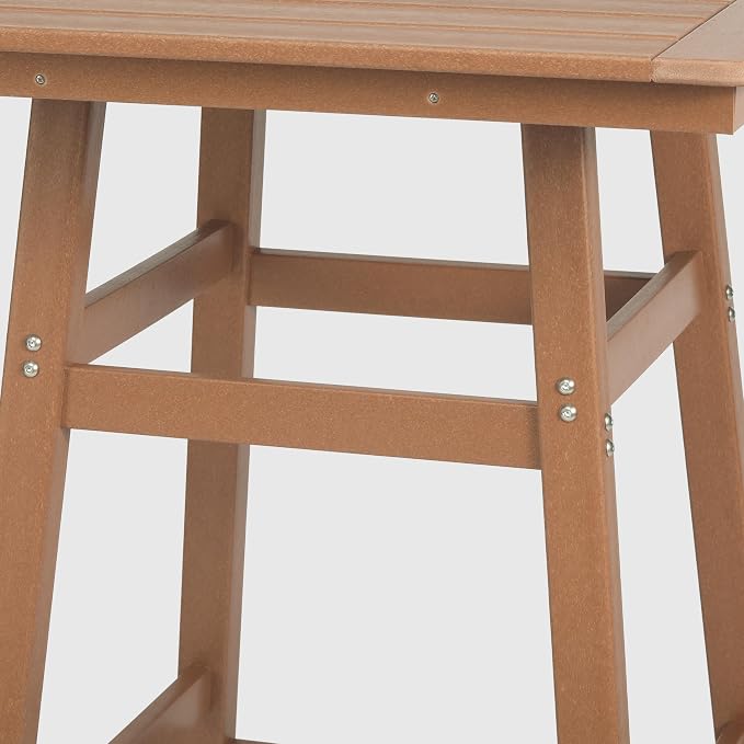 WestinTrends Malibu Square Outdoor Patio Bistro Bar Table with Umbrella Hole 42" Tall, Teak