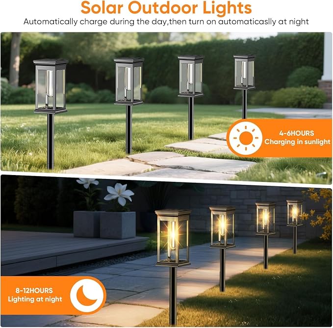 Solar Pathway Lights Outdoor Waterproof – 10 Pack Bright Solar Powered Garden Lights with Auto On/Off, IP65 LED Landscape Lighting for Walkway Patio Lawn Yard Decor