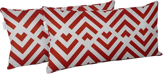 Indoor/Outdoor Polyester Fabric Lumbar Pillow Cover, All-Weather Waterproof Rectangular Cushion Case for Patio Furniture, 16 x 24 Set of 2 - Abstracts-47