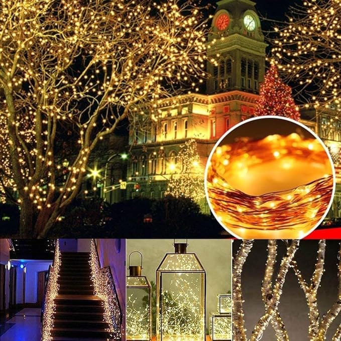 Joomer Solar Fairy Lights, 2-Pack Total 80FT 240LED Lights, Warm White | Copper Wire, Solar String Light Waterproof 8 Lighting Modes for Patio Fence Party Garden Yard Home Outdoor Decoration