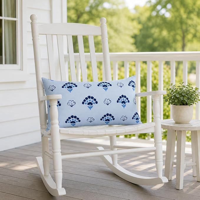 Pack of 2 Patio Lumbar Pillows 12"x20" | Fade Resistant Outdoor Waterproof Lumbar Pillow with Inners Decorative Garden Lumbar Cushions for Home Patio Terrace Sofa