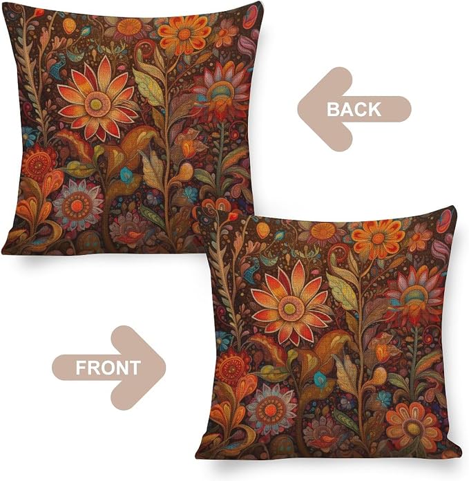 Cushion Covers Oil Painting Colorful Garden Flowers Decorative Throw Pillow Covers Fabulous Flowers Spring Pillow Case Protector 16"x16" Modern Decorative Pillow Covers for Couch Sofa Bedroom Car