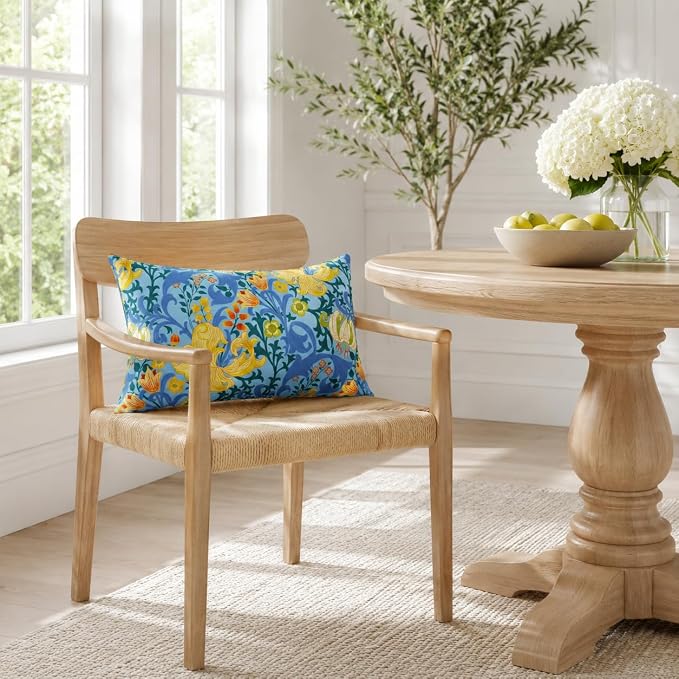 Pack of 2 Patio Lumbar Pillows 12"x20" | Fade Resistant Outdoor Waterproof Lumbar Pillow with Inners Decorative Garden Lumbar Cushions for Home Patio Terrace Sofa