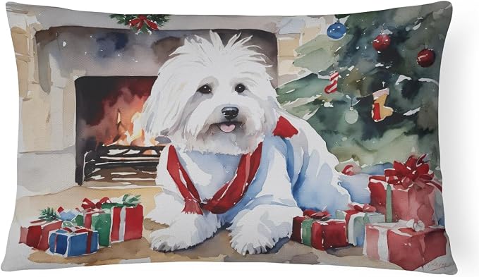 Caroline's Treasures DAC2640PW1216 Coton De Tulear Cozy Christmas Throw Pillow Machine Washable, Indoor Outdoor Decorative Pillow for Couch, Bed or Patio, 12HX16W